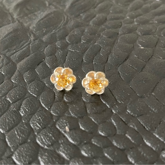 Sterling silver 925 flower citrine earrings - Picture 4 of 9